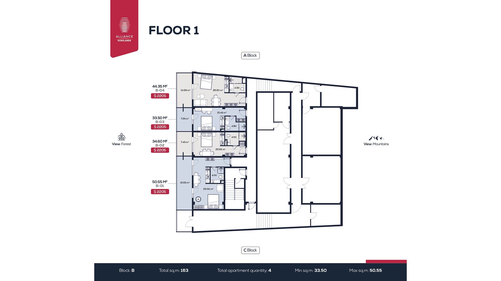 B - Block floor plan